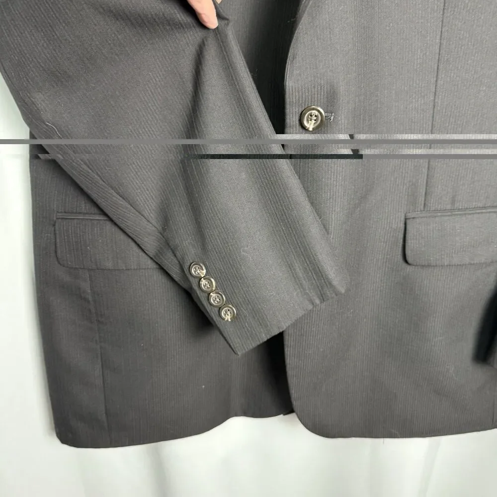 IZOD Men’s Two Button Suit Jacket Light Black Strip Blazer Sz 44L